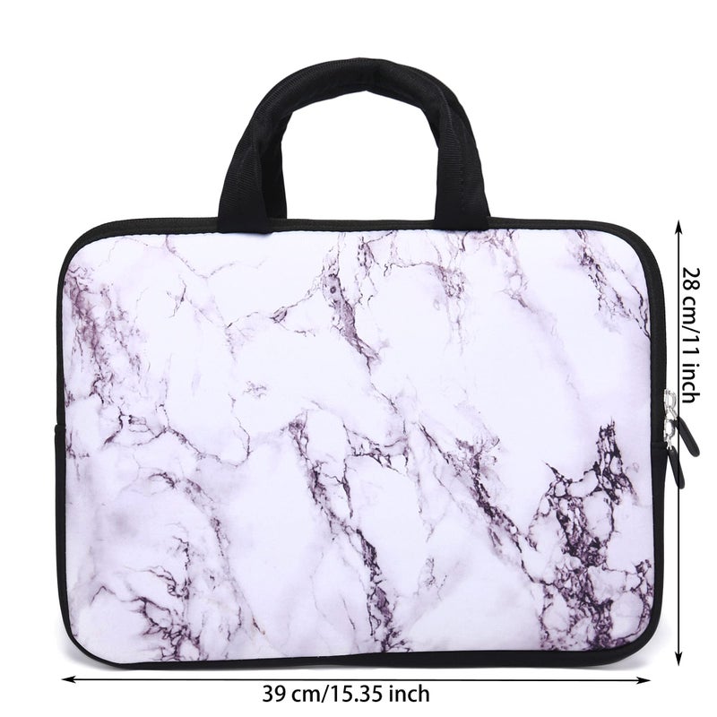 HAPLIVES 14 15 15.4 15.6 inch Laptop Handle Bag Computer Protect Case Pouch Holder Notebook Sleeve Neoprene Cover Soft Carrying Travel Case for Dell Lenovo Toshiba HP Chromebook ASUS Acer (White Marble) - Image 2